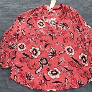 NWT MILLER WOMAN Pink Pai Blouse with Floral Design 16